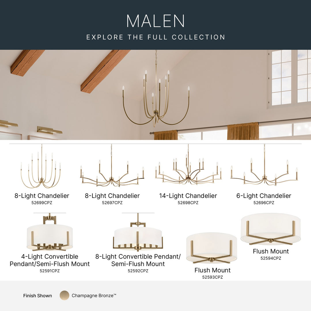 Kichler Canada - 52696CPZ - Six Light Chandelier - Malene - Champagne Bronze