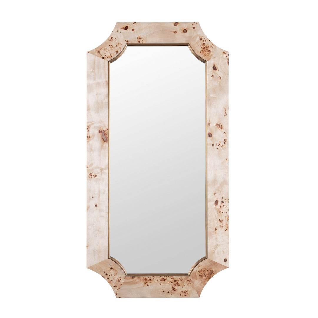 Farra Wall Mirror in Poplar Burl/Weathered Brass - available from The Lighting Shoppe, trusted by Canadian homeowners