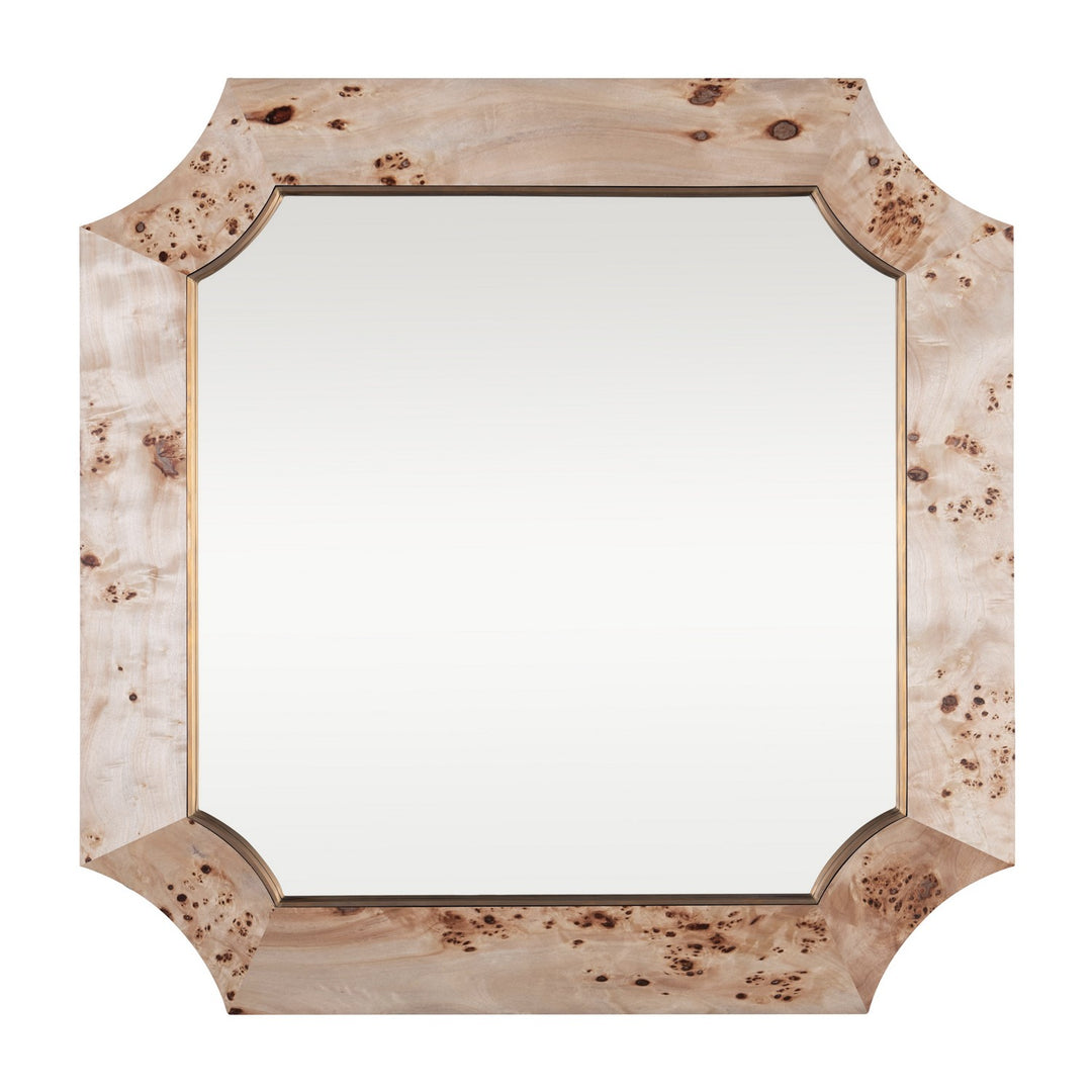 Farra Wall Mirror in Poplar Burl/Weathered Brass - available from The Lighting Shoppe, trusted by Canadian homeowners
