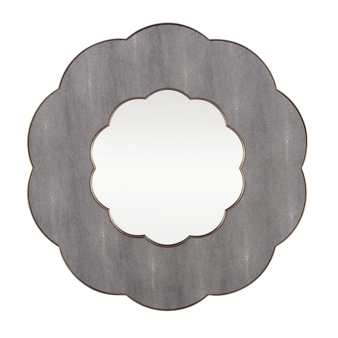 Scallop Wall Mirror in Gray Shagreen/Weathered Brass - available from The Lighting Shoppe, trusted by Canadian homeowners