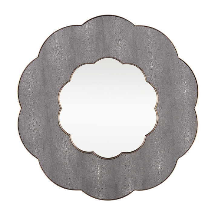 Scallop Wall Mirror in Gray Shagreen/Weathered Brass - available from The Lighting Shoppe, trusted by Canadian homeowners