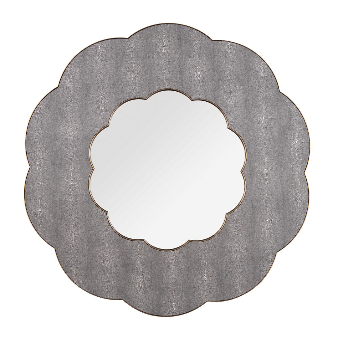 Scallop Wall Mirror in Gray Shagreen/Weathered Brass - available from The Lighting Shoppe, trusted by Canadian homeowners