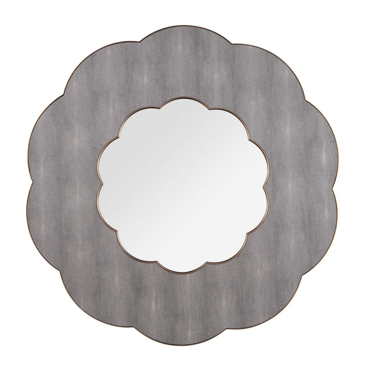 Scallop Wall Mirror in Gray Shagreen/Weathered Brass - available from The Lighting Shoppe, trusted by Canadian homeowners