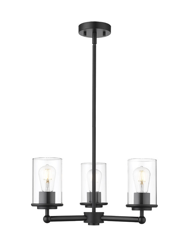 Thayer Three Light Chandelier in Matte Black - available from The Lighting Shoppe, trusted by Canadian homeowners