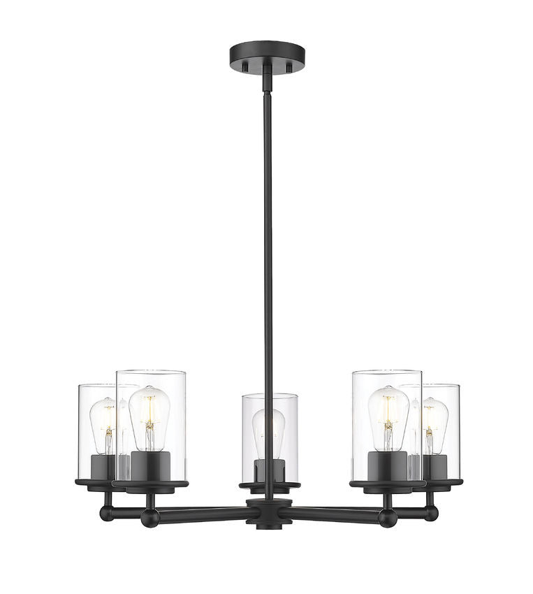 Thayer Five Light Chandelier in Matte Black - available from The Lighting Shoppe, trusted by Canadian homeowners