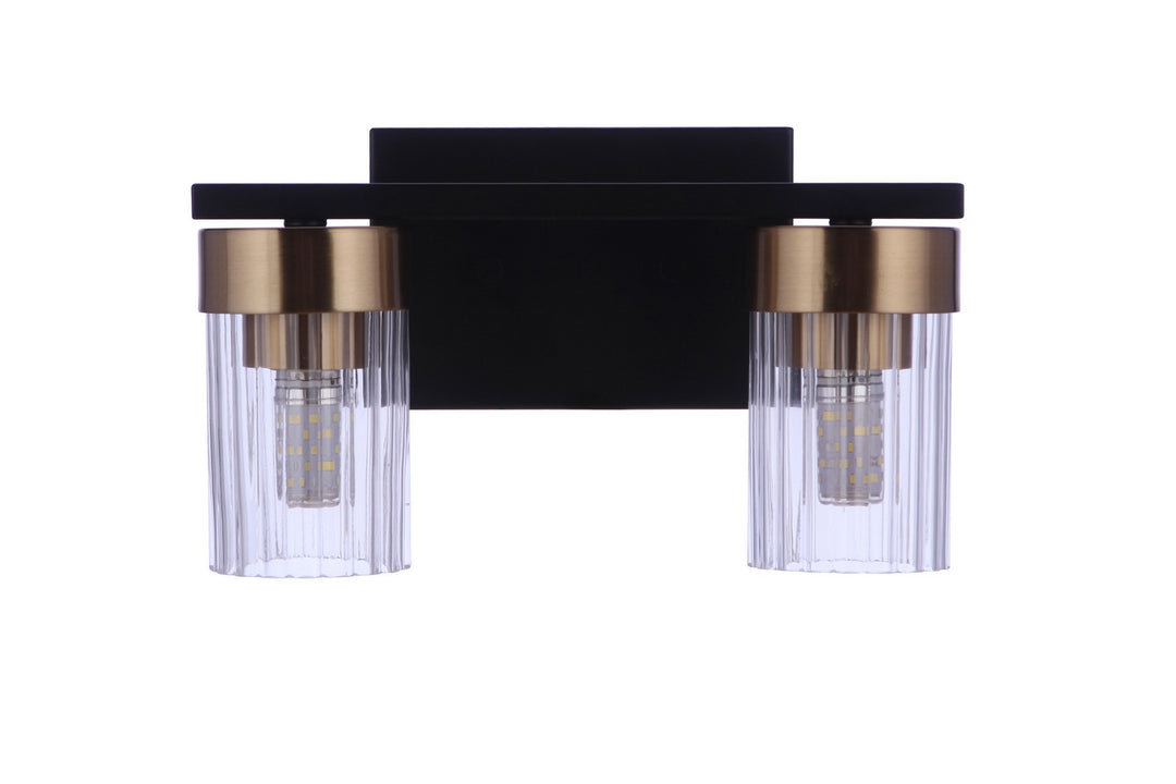 Bond Street Two Light Vanity in Flat Black/Satin Brass - available from The Lighting Shoppe, trusted by Canadian homeowners
