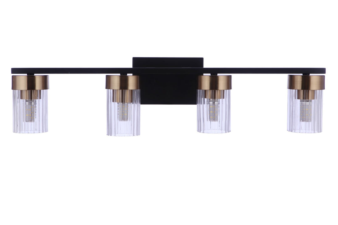 Bond Street Four Light Vanity in Flat Black/Satin Brass - available from The Lighting Shoppe, trusted by Canadian homeowners