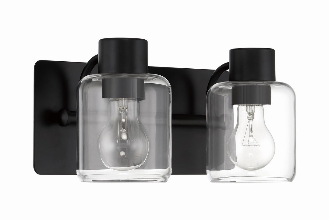 Rori Two Light Vanity in Flat Black - available from The Lighting Shoppe, trusted by Canadian homeowners