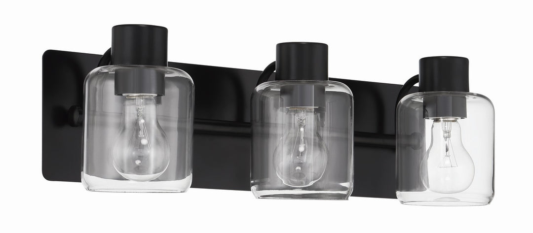 Rori Three Light Vanity in Flat Black - available from The Lighting Shoppe, trusted by Canadian homeowners