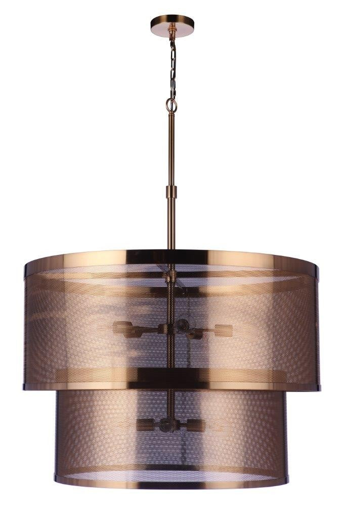 Mesh Nine Light Pendant in Satin Brass - available from The Lighting Shoppe, trusted by Canadian homeowners