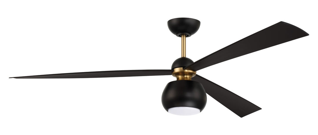 Otto 60"Ceiling Fan in Flat Black/Satin Brass - available from The Lighting Shoppe, trusted by Canadian homeowners