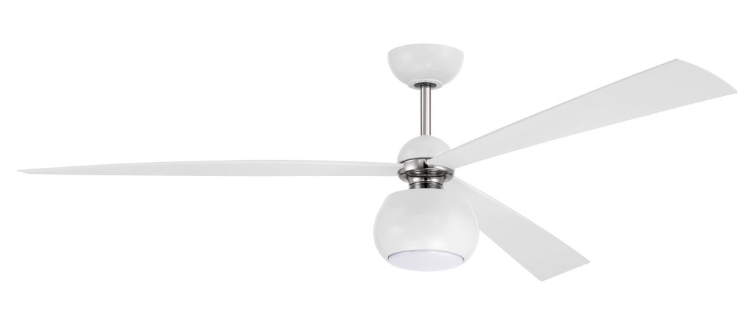 Otto 60"Ceiling Fan in White/Polished Nickel - available from The Lighting Shoppe, trusted by Canadian homeowners