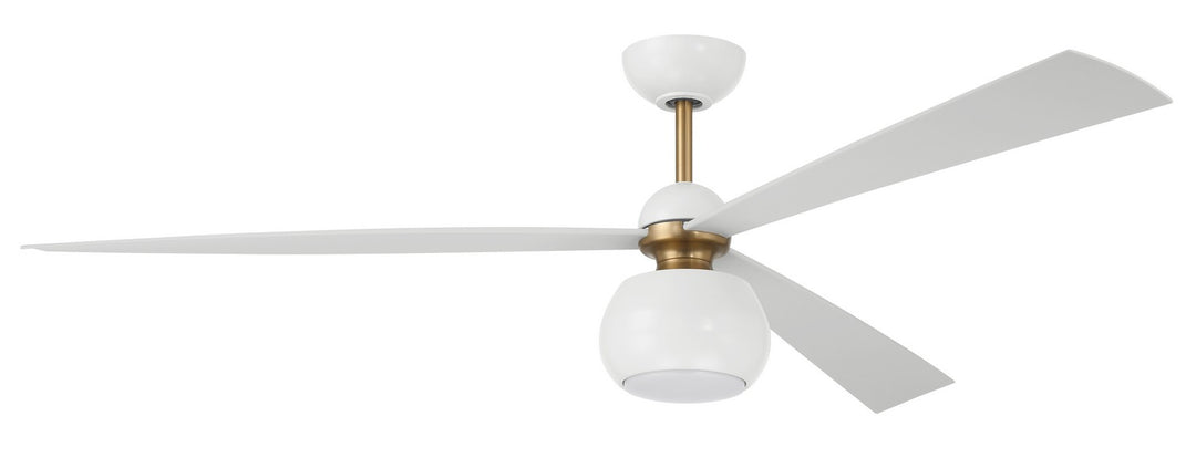 Otto 60"Ceiling Fan in White/Satin Brass - available from The Lighting Shoppe, trusted by Canadian homeowners