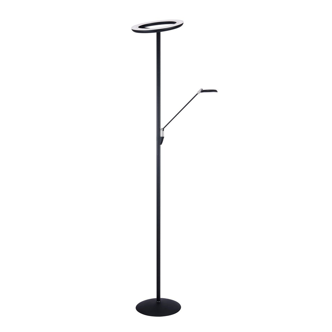 Nola LED Torchiere in Black & Satin Nickel Kendal Canada