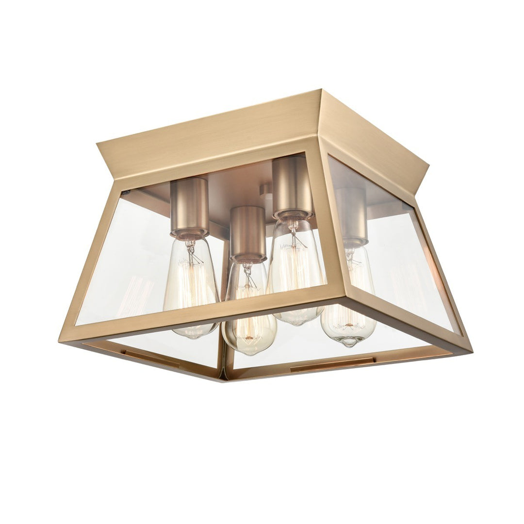 Lucian Four Light Flushmount in Brushed Brass - available from The Lighting Shoppe, trusted by Canadian homeowners