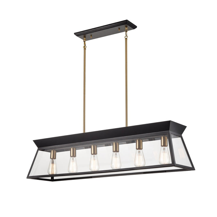 Artcraft Canada - AC11854BK - Six Light Island Chandelier - Lucian - Black and Brushed Brass