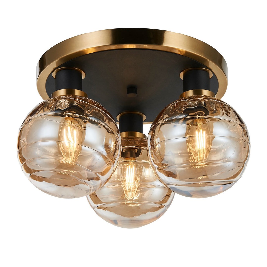 Artcraft Canada - AC11873AM - Three Light Semi-Flush Mount - Gem - Black and Brushed Brass