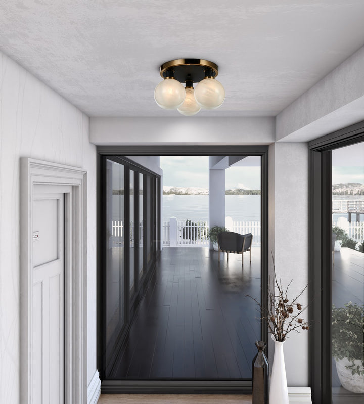 Artcraft Canada - AC11873SW - Three Light Pendant - Gem - Black and Brushed Brass