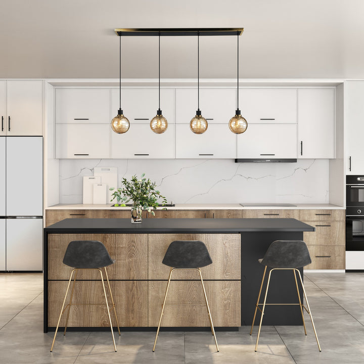 Artcraft Canada - AC11874AM - Four Light Island/Pool Table - Gem - Black and Brushed Brass