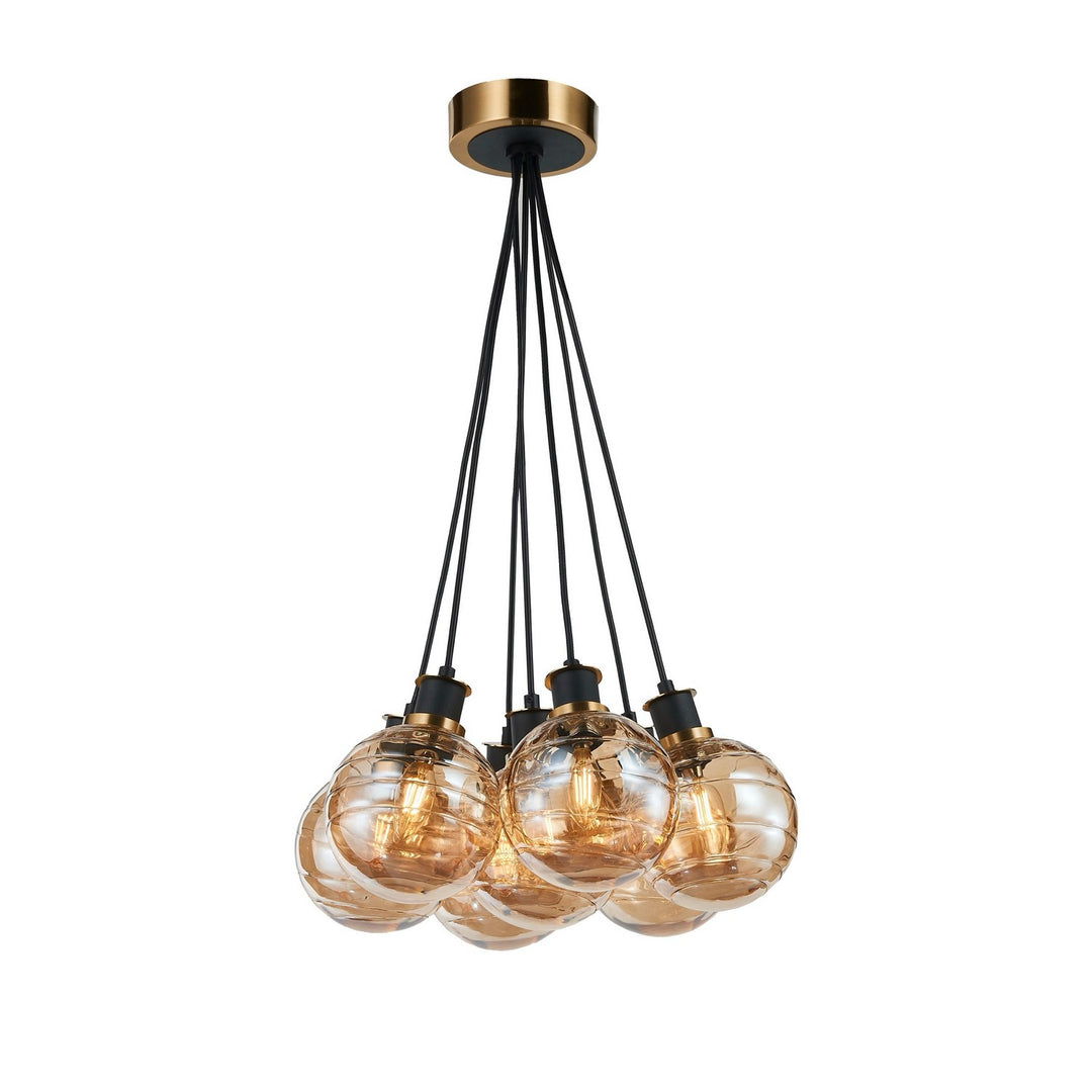 Artcraft Canada - AC11877AM - Seven Light Pendant - Gem - Black and Brushed Brass