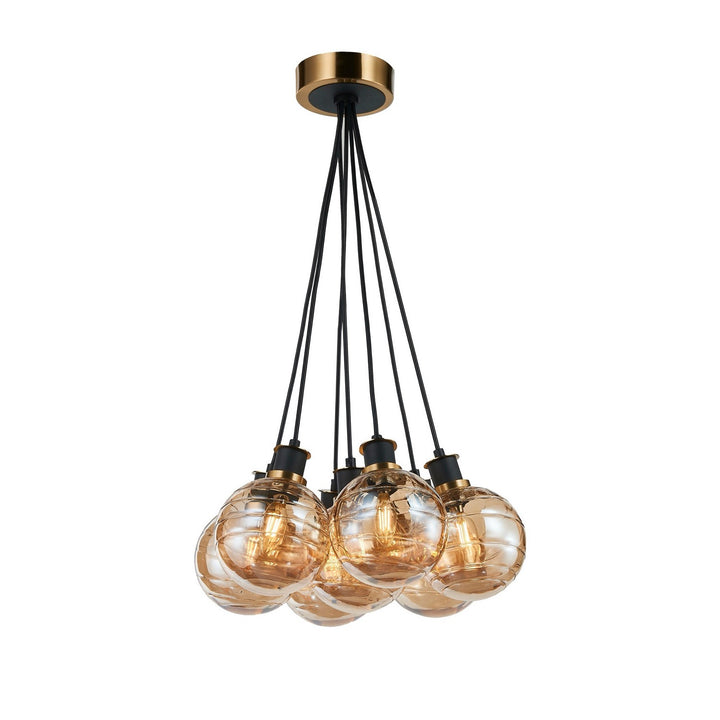 Artcraft Canada - AC11877AM - Seven Light Pendant - Gem - Black and Brushed Brass