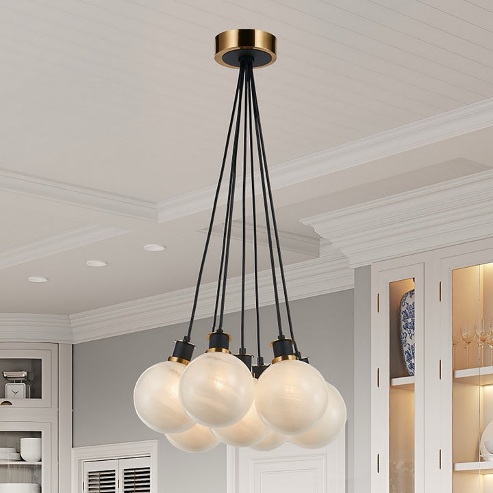 Artcraft Canada - AC11877SW - Seven Light Pendant - Gem - Black and Brushed Brass