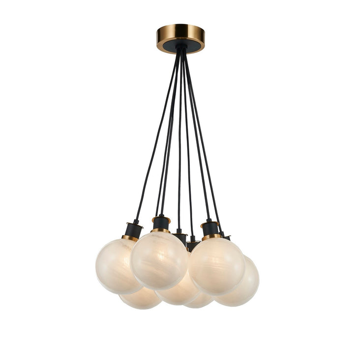 Artcraft Canada - AC11877SW - Seven Light Pendant - Gem - Black and Brushed Brass
