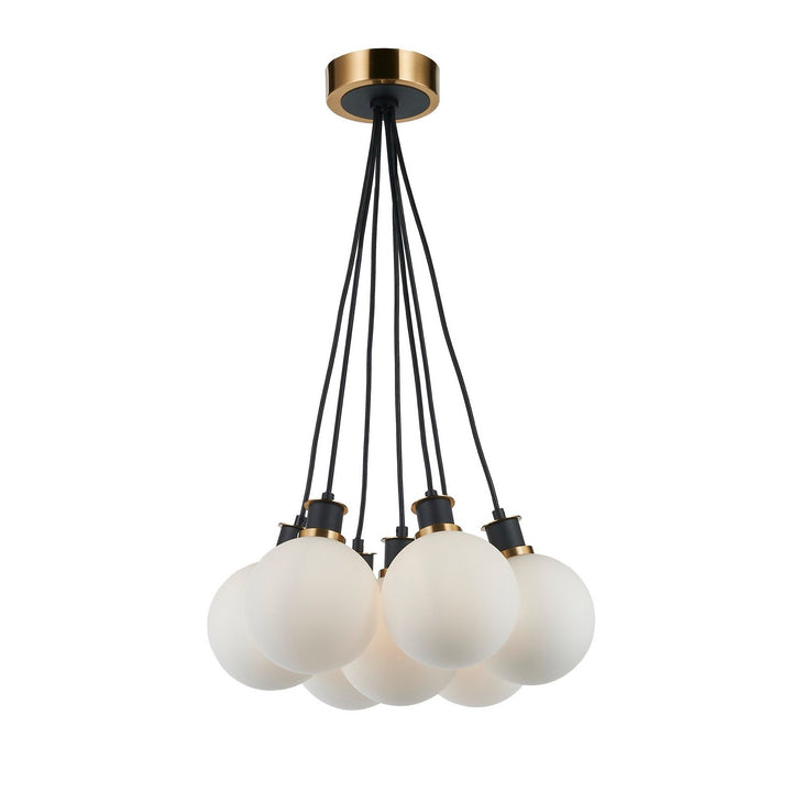 Artcraft Canada - AC11877WH - Seven Light Pendant - Gem - Black and Brushed Brass