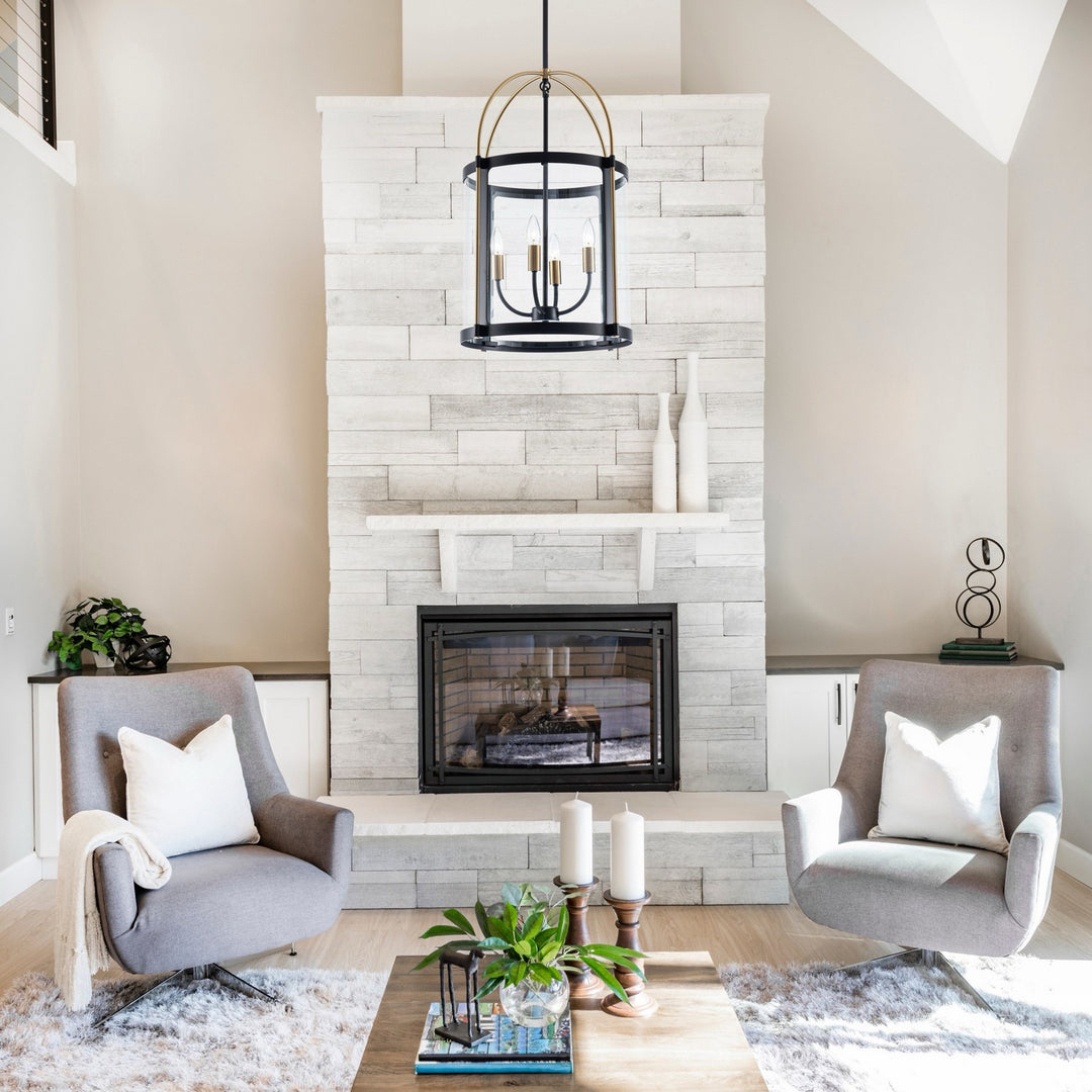 Artcraft Canada - AC11515BB - Four Light Pendant - Verre incolore - Black and Brushed Brass