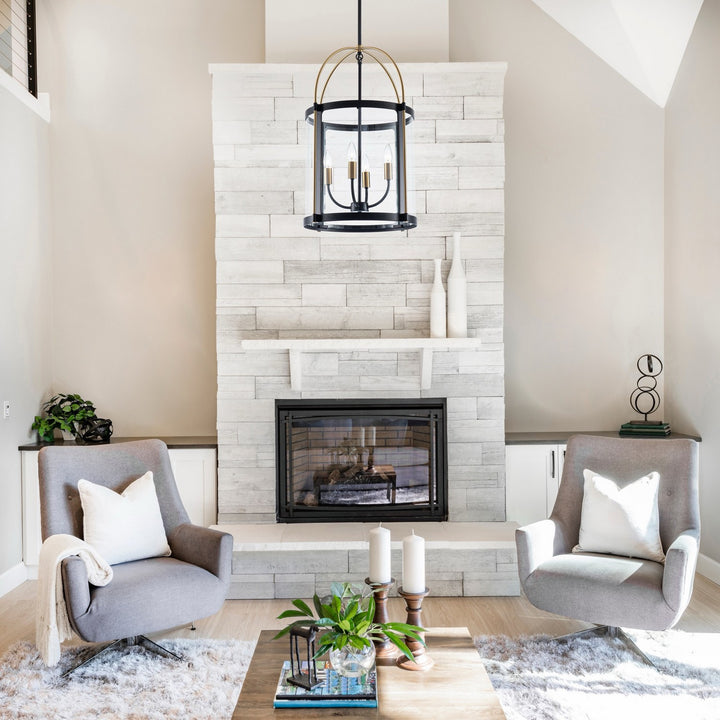 Artcraft Canada - AC11515BB - Four Light Pendant - Verre incolore - Black and Brushed Brass