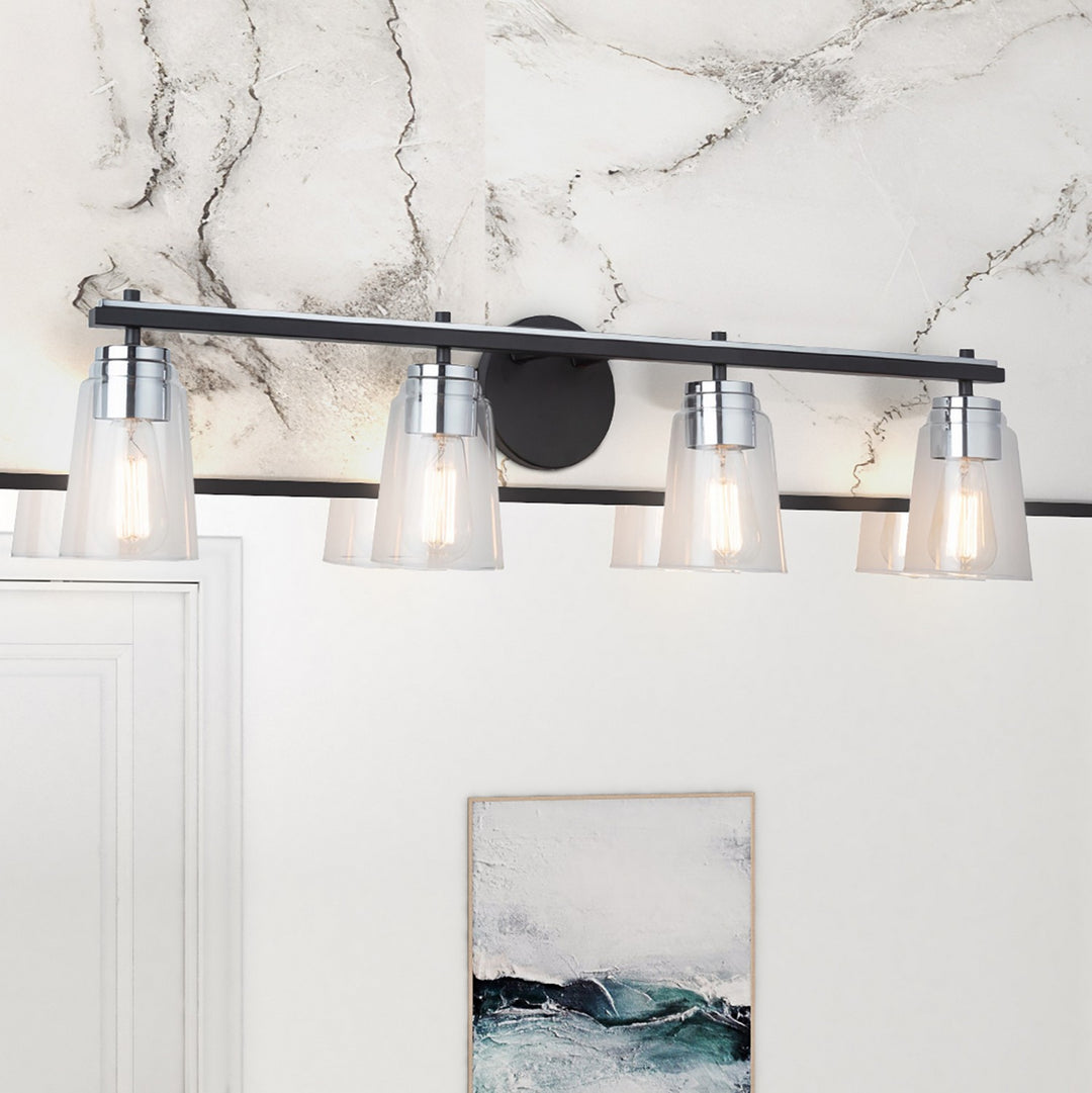 Artcraft Canada - AC11934NB - Four Light Bathroom Vanity - Essex - Black and Chrome