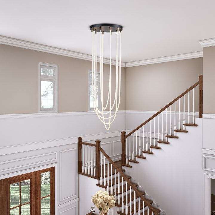 Artcraft Canada - AC6812BK - LED Chandelier - Cascata - Black and Brushed Brass