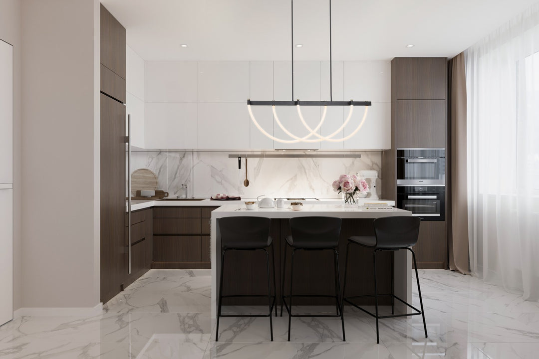 Artcraft Canada - AC6813BK - LED Island Pendant - Cascata - Black and Brushed Brass