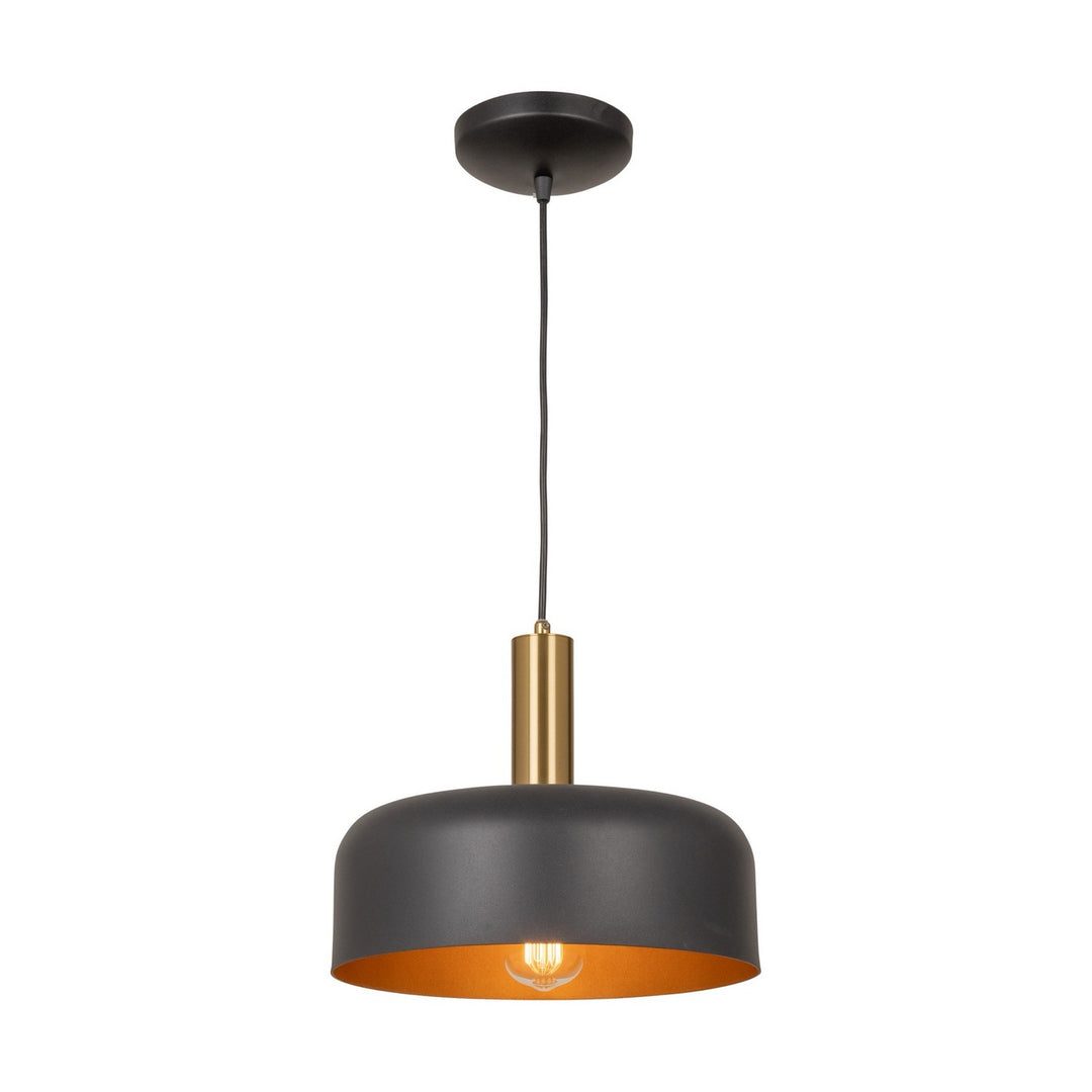 Orsa One Light Pendant in Black and Brushed Brass - available from The Lighting Shoppe, trusted by Canadian homeowners