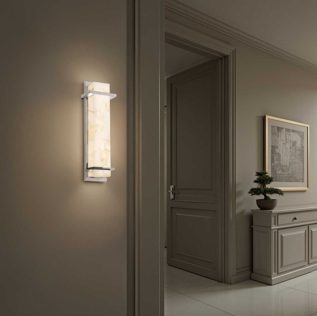 Alabaster Rocks LED Outdoor Wall Sconce in Brushed Nickel Justice Designs