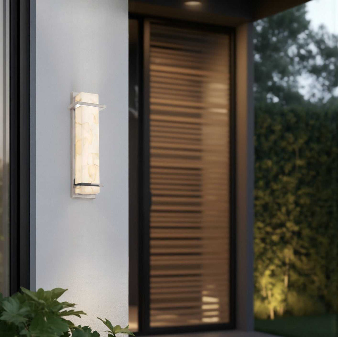 Alabaster Rocks LED Outdoor Wall Sconce in Brushed Nickel Justice Designs