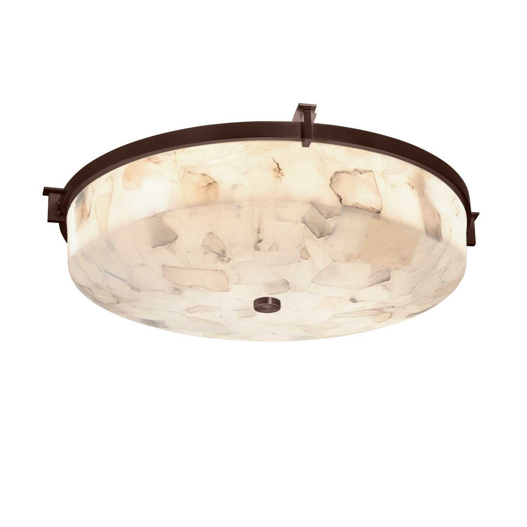 Alabaster Rocks Three Light Flush-Mount in Dark Bronze Justice Designs