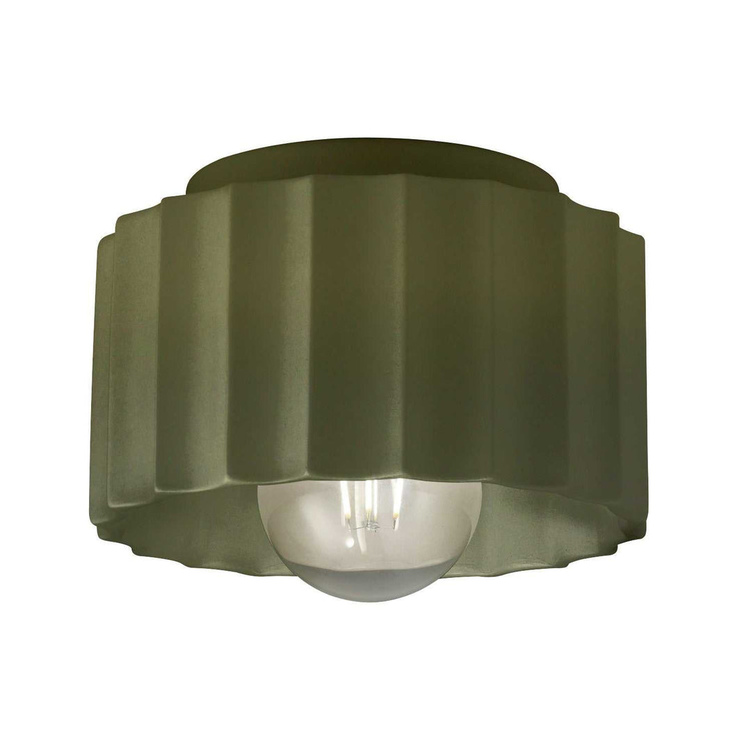 Radiance One Light Flush-Mount in Matte Green Justice Designs