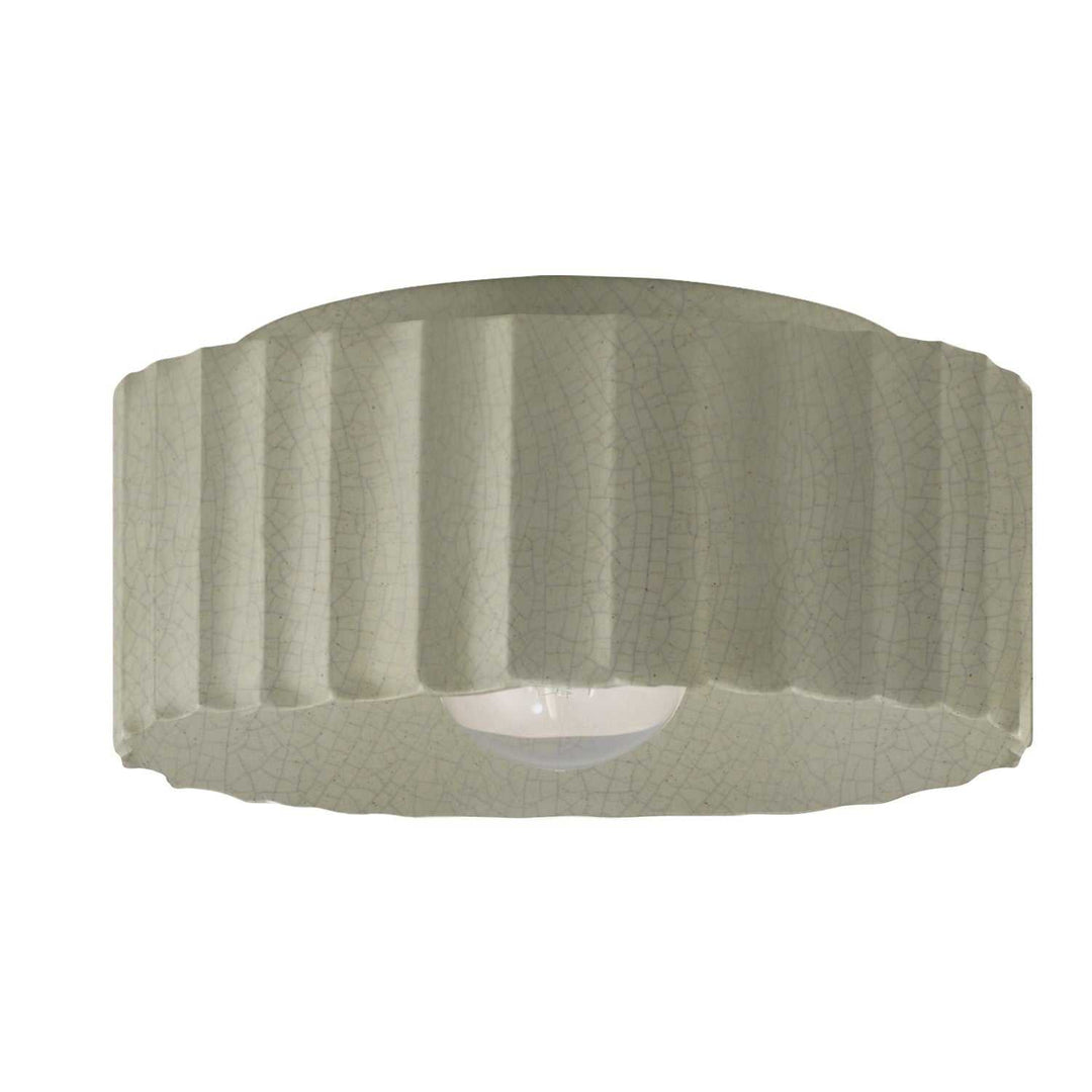 Radiance One Light Outdoor Flush Mount in Celadon Green Crackle Justice Designs