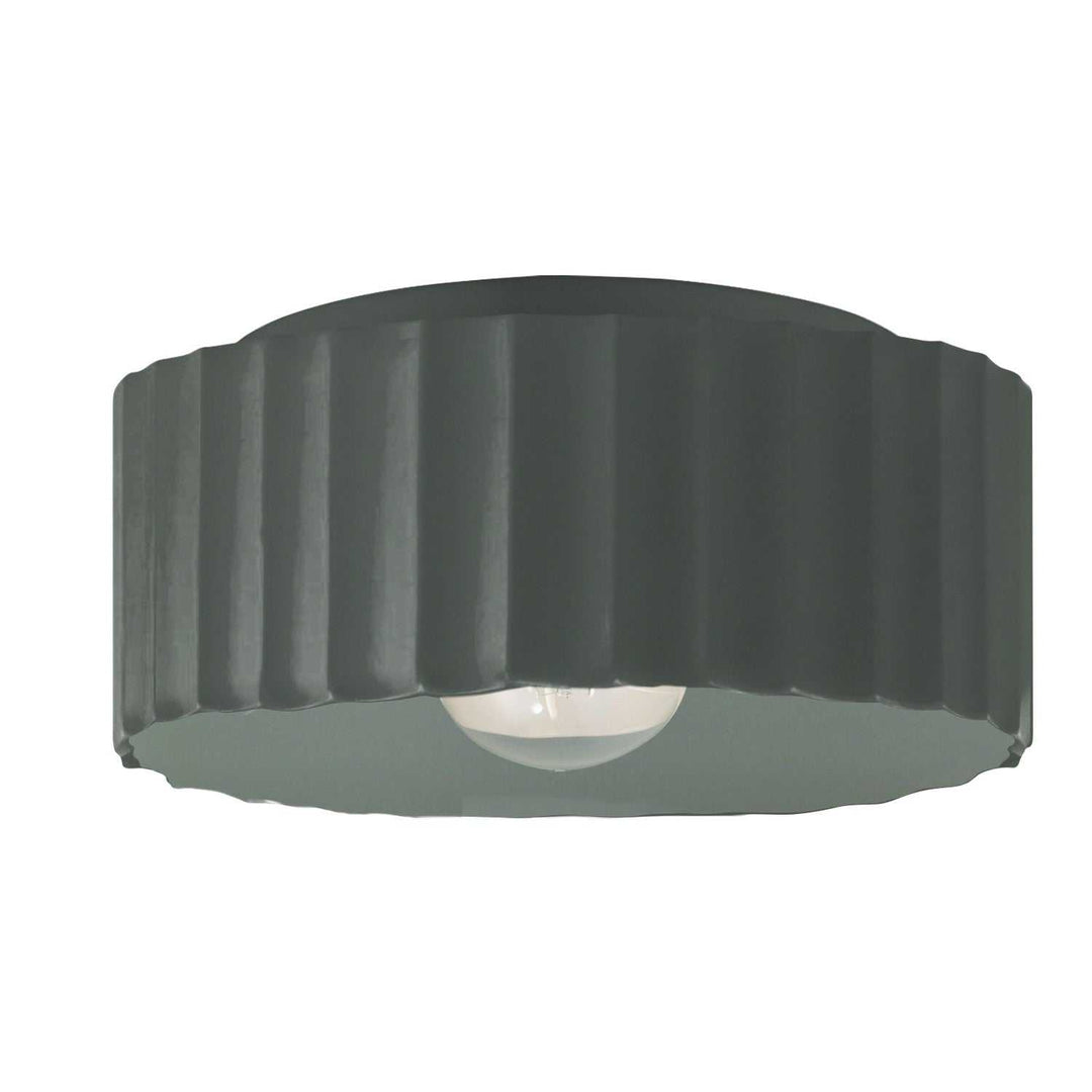 Radiance One Light Outdoor Flush Mount in Pewter Green Justice Designs
