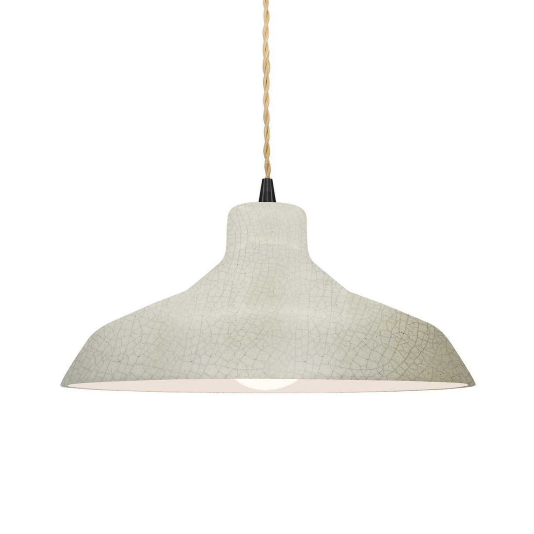 Radiance One Light Pendant in White Crackle Justice Designs
