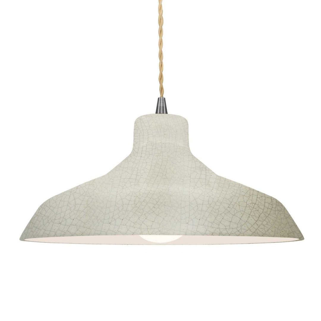 Radiance One Light Pendant in White Crackle Justice Designs