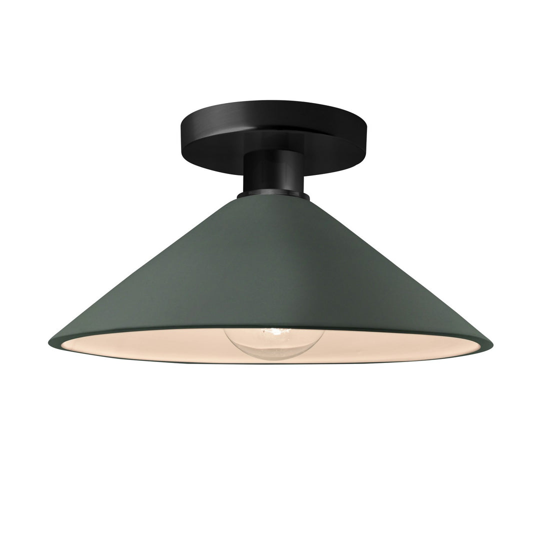Justice Designs - CER-6330-PWGN-MBLK - One Light Semi-Flush Mount - Radiance - Pewter Green