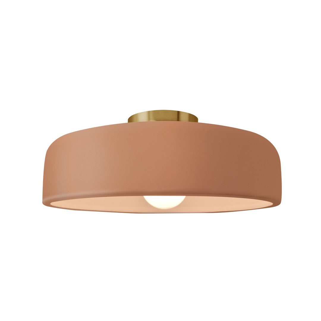 Justice Designs - CER-6343-ADOB-BRSS - One Light Semi-Flush Mount - Radiance - Adobe