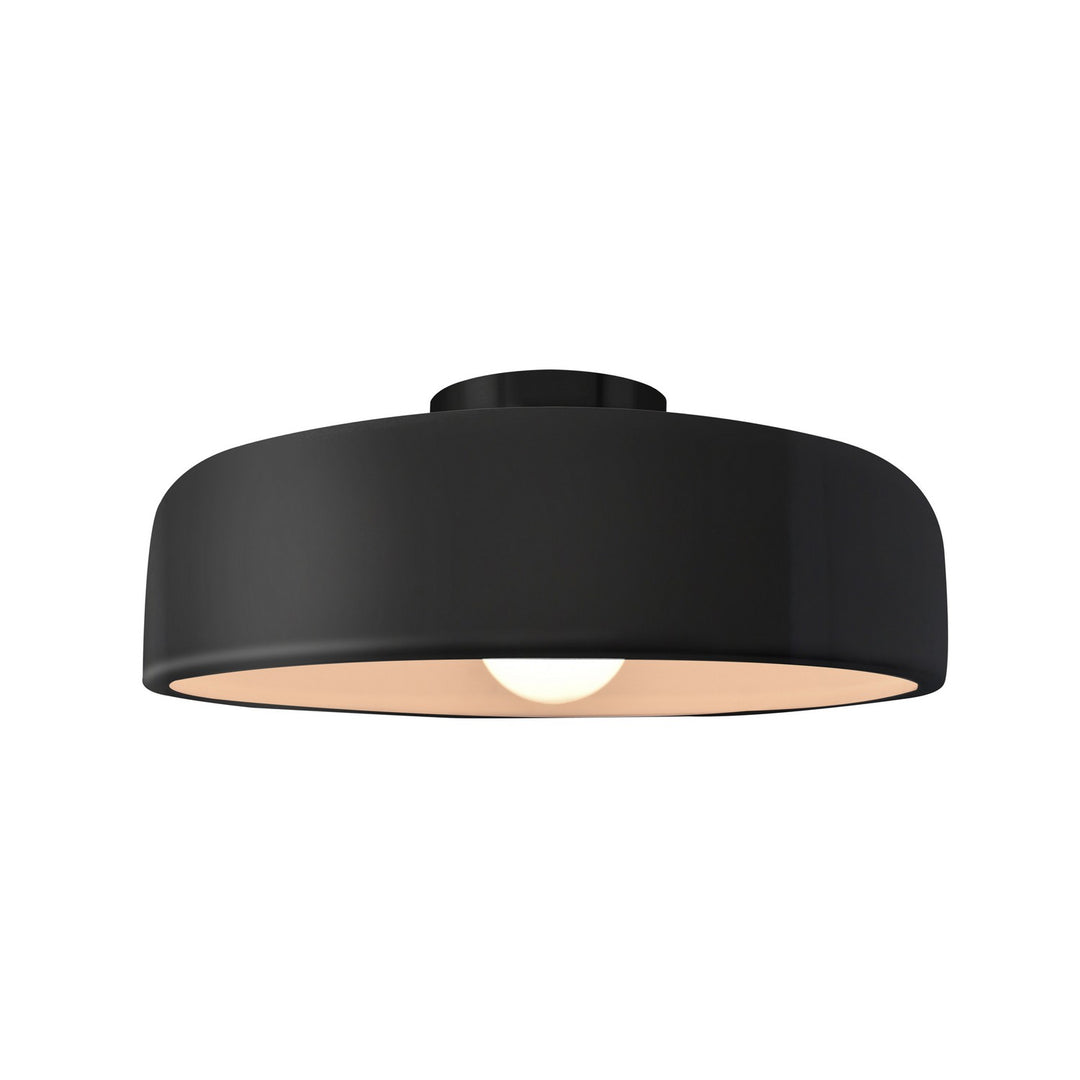 Justice Designs - CER-6343-BKMT-MBLK - One Light Semi-Flush Mount - Radiance - Gloss Black w/ Matte White