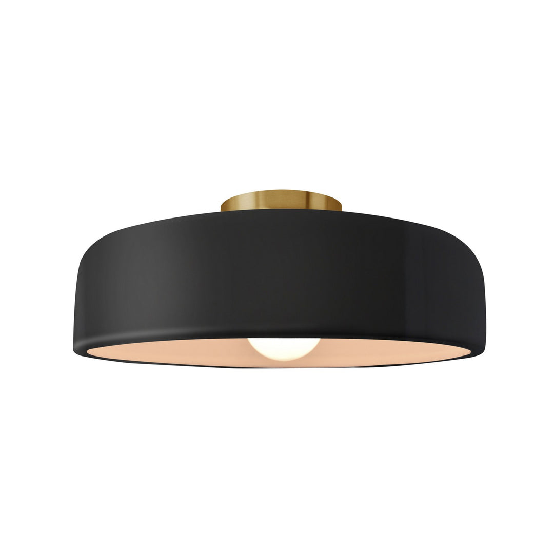 Justice Designs - CER-6343-BLK-BRSS - One Light Semi-Flush Mount - Radiance - Gloss Black