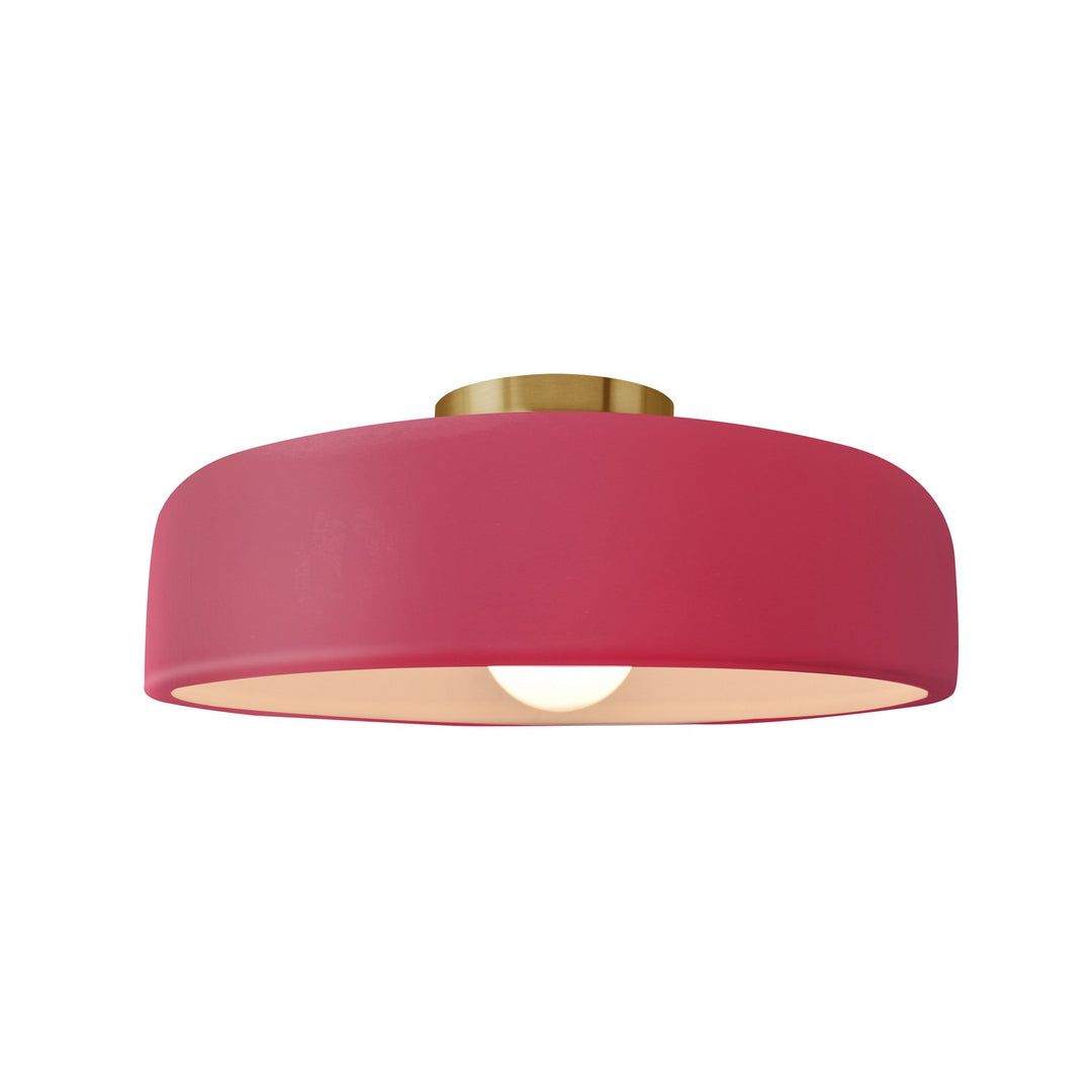 Justice Designs - CER-6343-CRSE-BRSS - One Light Semi-Flush Mount - Radiance - Cerise