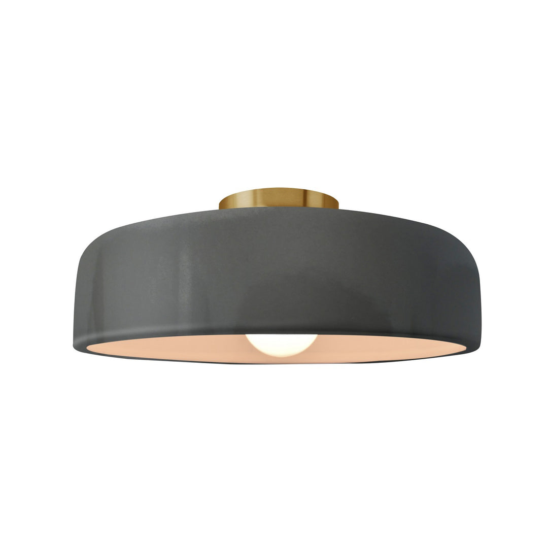 Justice Designs - CER-6343-GRY-BRSS - One Light Semi-Flush Mount - Radiance - Gloss Grey