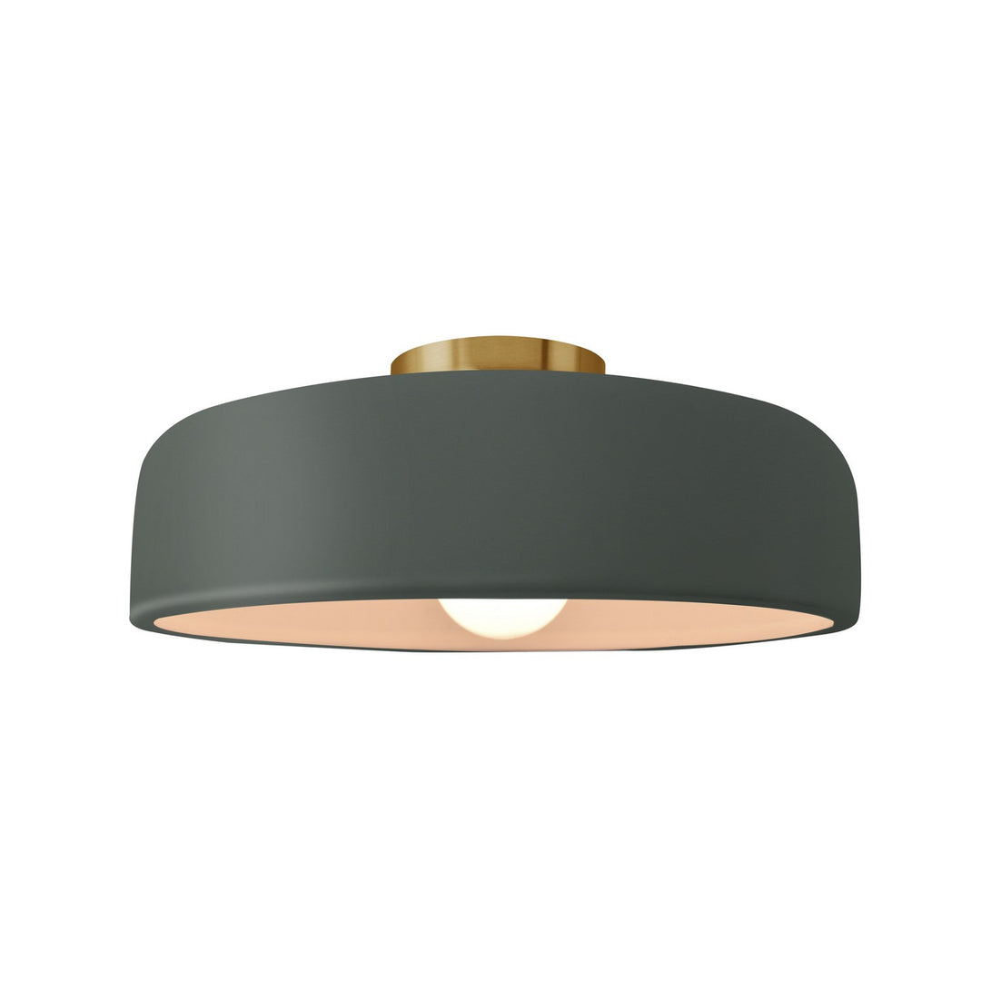 Justice Designs - CER-6343-PWGN-BRSS - One Light Semi-Flush Mount - Radiance - Pewter Green