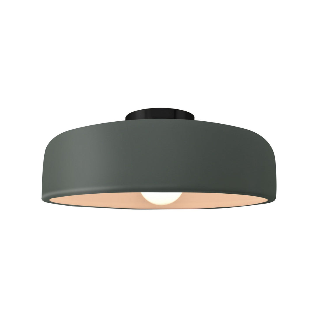 Justice Designs - CER-6343-PWGN-MBLK - One Light Semi-Flush Mount - Radiance - Pewter Green